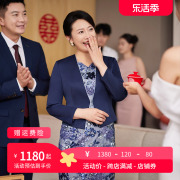 lucre2024春季婚礼妈妈装蓝色，气质蕾丝连衣裙聚会礼服两件套