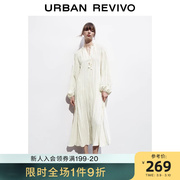 UR2023秋季女装复古法式慵懒度假气质泡泡袖连衣裙UWH730023