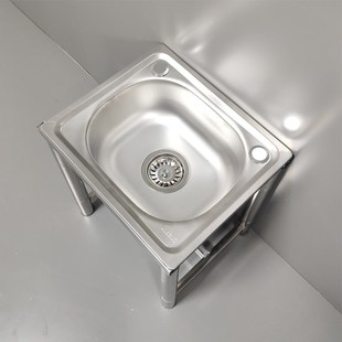 不锈钢水池洗菜盆单槽洗碗池，带支架简易洗手盆厨房，水槽阳台水盆落