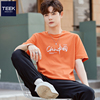 TEEK橙色中国China短袖t恤男款2024夏季青少年帅气半袖体恤衫