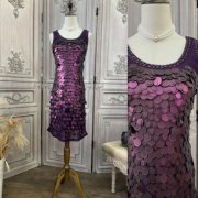 s码紫色，手工钉珠背心式礼服，短裙0517bt