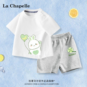 拉夏贝尔女童短袖套装夏季1岁婴儿宝宝纯棉衣服儿童运动薄款夏装