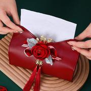 结婚创意纸巾袋喜字红色纸巾盒，婚礼专用客厅纸巾，套抽纸盒婚庆用品