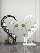 室内客厅装饰铁艺心形花架子家用现代简约落地式多层阳台花盆挂架