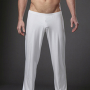 定制时尚男士低腰运动家居长裤纯色瑜珈健身打底裤冰丝休闲家居裤