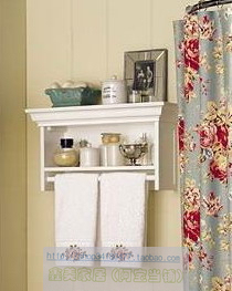 浴室柜组合外贸平板橡木家具田园风格壁柜实木白色挂墙毛巾架