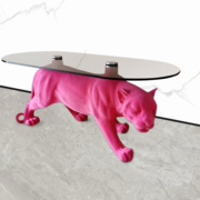 意式轻奢高级感网红茶台设计师个性创意动物造型客厅家用豹子茶几