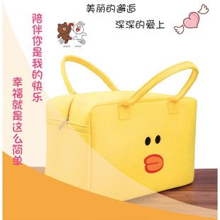 韩版卡通旅行包大容量，轻便手提旅游包女学生，折叠毛毡可爱行李袋