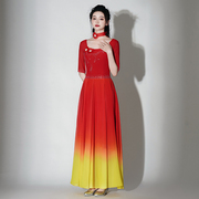开场舞大摆裙灯火里的中国万疆舞蹈服装现代伴舞红歌合唱演出服女