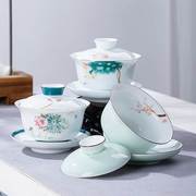 青花瓷三才盖碗茶杯大号，单个家用功夫茶，泡茶陶瓷茶具三炮台