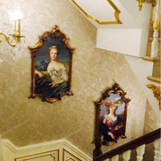 116x69欧式法美式异形玄关，人物宫廷纯手绘油画壁炉别墅走廊楼梯