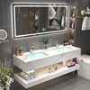 现代浴室柜组合卫生间岩板双盆洗漱台定制智能轻奢简约双人洗手池