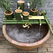 竹子流水器陶瓷鱼缸，石槽鱼池装饰摆件，竹子过滤器假山流水循环系统