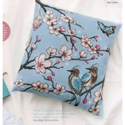 精准印花法国DMC十字绣套件 靠垫客厅卧室动物花卉 鸟语花香 抱枕