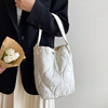 韩国尼龙帆布包手提水桶，包女小众设计菱格大容量，单肩包菜篮子包