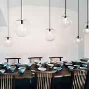 北欧单头餐厅吊灯创意简约吧台书房卧室床头设计泡泡玻璃圆球吊灯