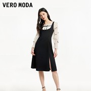 Vero Moda连衣裙2024春夏甜美气质女人七分袖雪纺拼接假两件