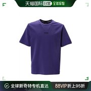 香港直发hugo boss雨果博斯男士紫色印花圆领套头舒适短袖T恤衫