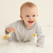 黄色小鸭婴儿连体衣纯棉，可爱秋季男女宝宝，长袖哈衣0-18月爬服