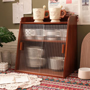 桌面茶杯水杯收纳盒防尘客厅，咖啡杯置物架实木储物柜，马克杯架复古
