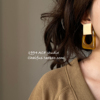 柴夫工作室e860韩系简约方形，树脂耳钉优雅复古不规则纹理耳环