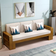 实木沙发床可折叠客厅多功能推拉双人，1.5米小户型坐卧两用小沙发