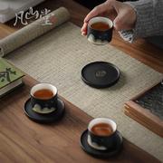 凡山堂黑陶方形茶杯垫，创意日式茶托隔热垫家用功夫茶具茶道配件