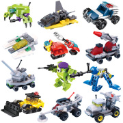 盲盒积木儿童拼装玩具汽车模型，男孩子拼插坦克，小盒拼图小学生礼物