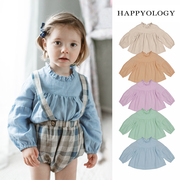 happyology英国女童衬衫长袖亚麻，童装小宝宝秋装，上衣儿童衬衫
