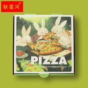 野餐兔子披萨盒外卖披萨打包盒包装盒披萨盒8寸瓦楞加厚