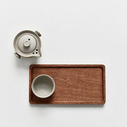 日式家用胡桃木色实木，长方形托盘木质杯架水杯，茶杯盘收纳盘子托盘