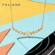 tsl谢瑞麟铆钉系列18k金钻石(金钻石，)项链微笑玫瑰金套链女bd529