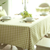 防水格子桌布布艺绿色小清新长，正方形餐桌布幼儿园小方格茶几台布