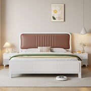 床实木简约现代双人1.8米大床白色，主卧室新婚床抽屉高箱储物床1.5