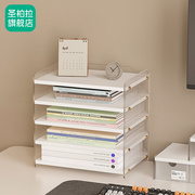桌面文件收纳置物架办公室多层文件架桌上收纳书架简易横式资料架