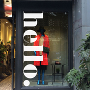 英文欢迎您好hello字母墙贴画餐厅服装店铺移门欧式玻璃贴纸