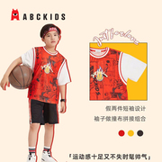 abckids童装男童t恤灌篮高手，联名套装短裤2024儿童夏季速干篮球服