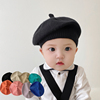 婴儿帽子春秋薄款宝宝贝雷帽男女，儿童毛线针织帽纯色，光板秋冬季潮