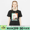 Hipanda你好熊猫设计潮牌女款宽松致敬爱因斯坦印花炸街短袖T恤
