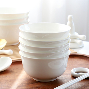 纯白碗家用骨瓷米饭碗陶瓷小汤碗酒店餐具面碗吃饭碗2024白色