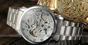 士商务手表镂空钢带，全自动机械时尚，男休闲圆形金色国产腕表