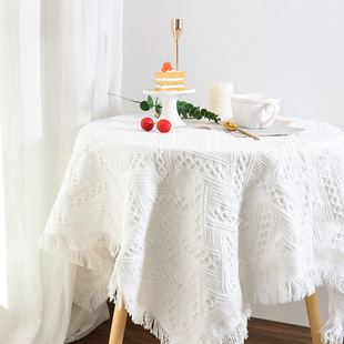 北欧茶几垫桌布ins风白色，床头柜布罩长方桌圆桌台布防尘盖布桌垫