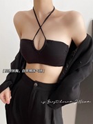 小胸聚拢内衣女挂脖式性感无肩带防滑抹胸无钢圈收副乳美背文胸罩