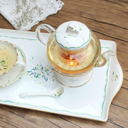 花茶茶具套装欧式下午茶茶具加热家用煮玻璃，泡水果花茶壶陶瓷茶杯