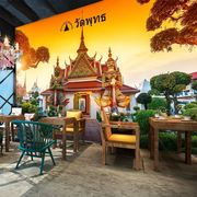泰国风情建筑风景壁纸泰式风格东南亚客厅背景墙壁画酒店餐厅墙布