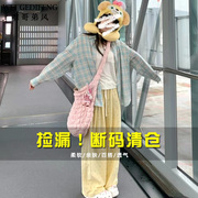 唯哥弟风韩系全棉衬衣春秋新款休闲复古格子长袖单口袋衬衫外套女