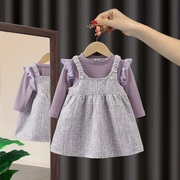 女童连衣裙秋装1一7周岁，宝宝礼服裙子套装，儿童春秋季时髦洋气衣服