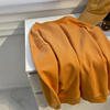 橘红色毛圈棉圆领套头卫衣女秋季韩版明线设计感纯色宽松慵懒外套