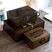 木箱收纳箱木小复古盒子大储物箱，收纳盒箱子木质带锁木盒密码实木