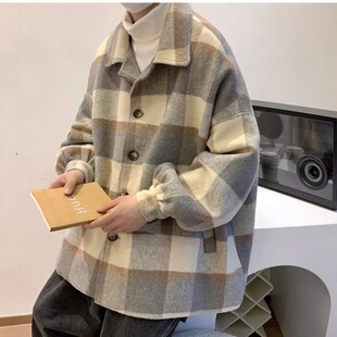 CODE毛呢大衣冬季加厚格子外套设计感级韩系冬装妮子风衣2023